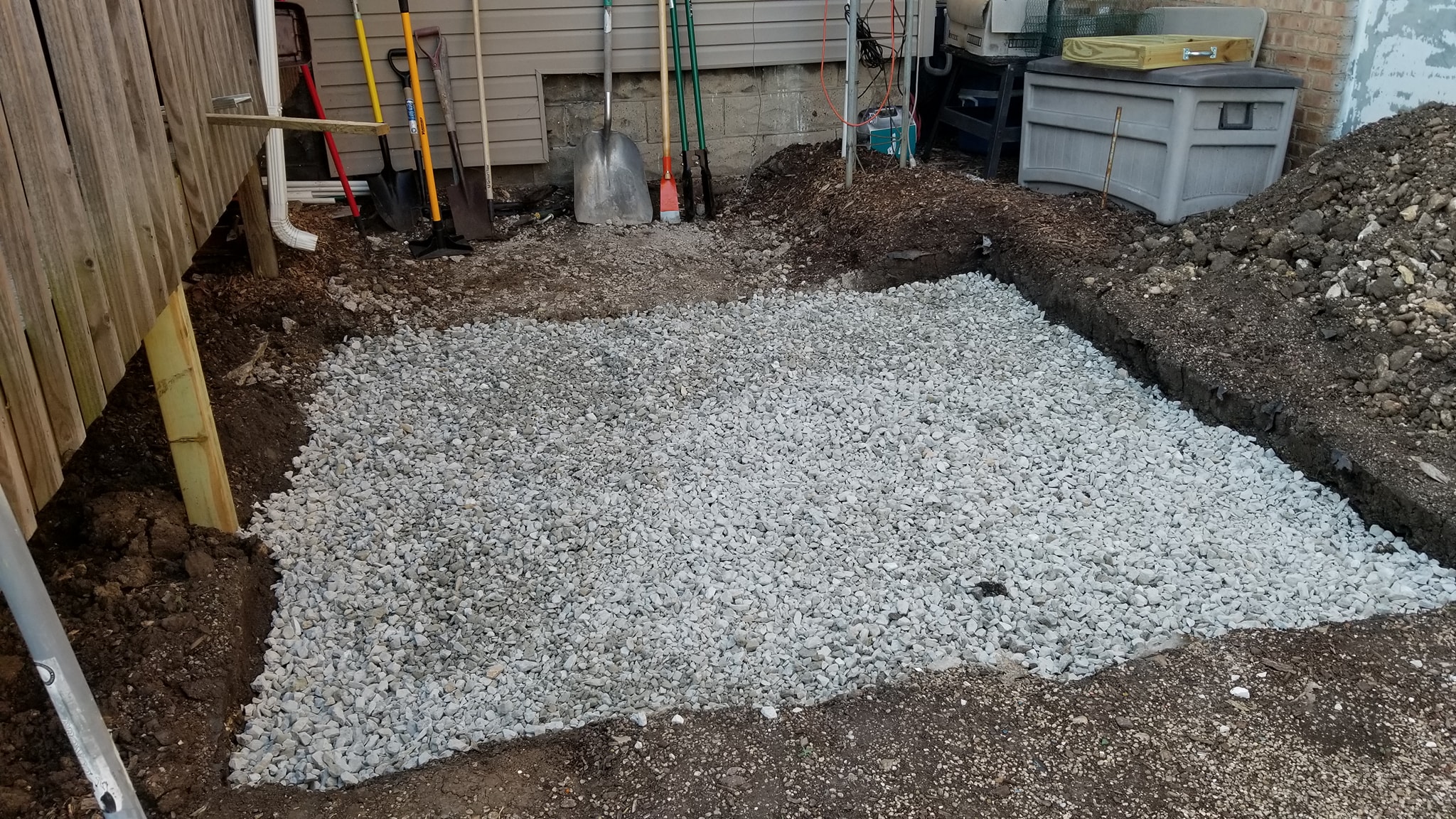 Hot tub site filled with gravel