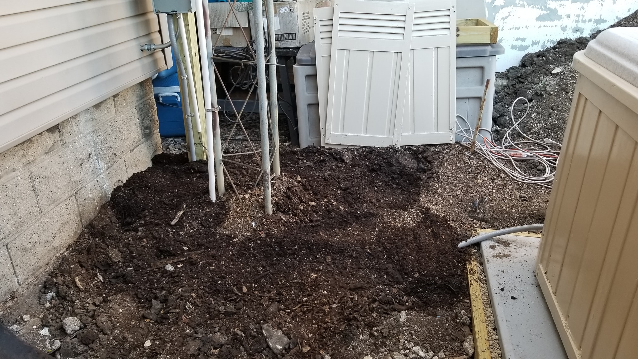 Buried electrical conduit leading to the hot tub