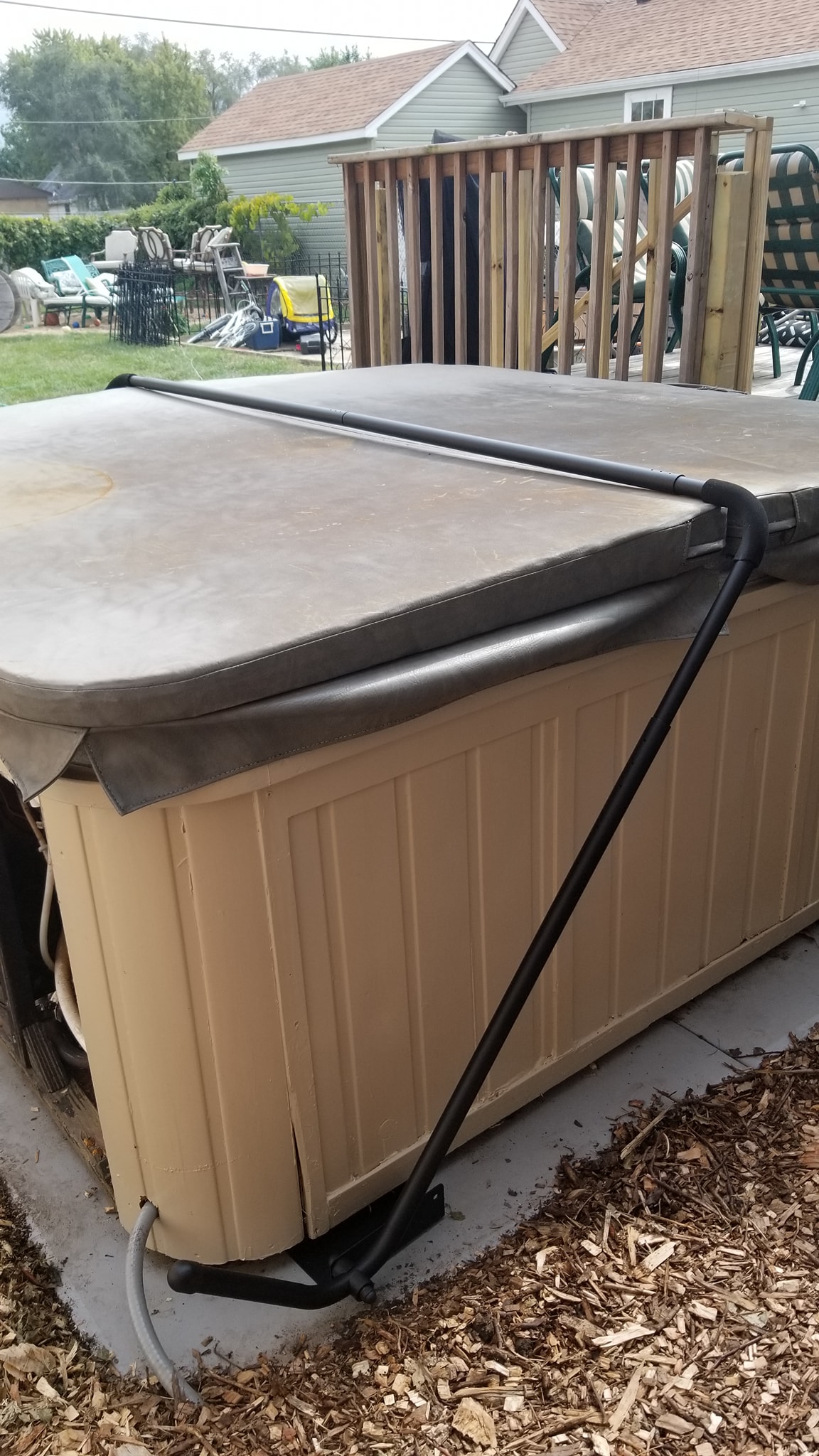 Hot tub cover lift installed
