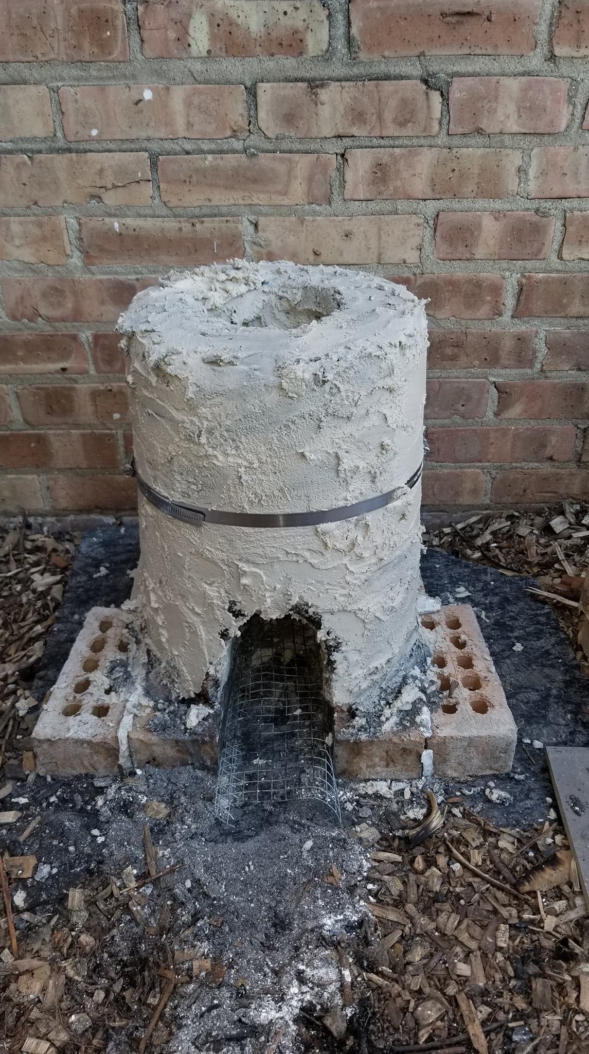 Repair made to a crack in the rocket heater