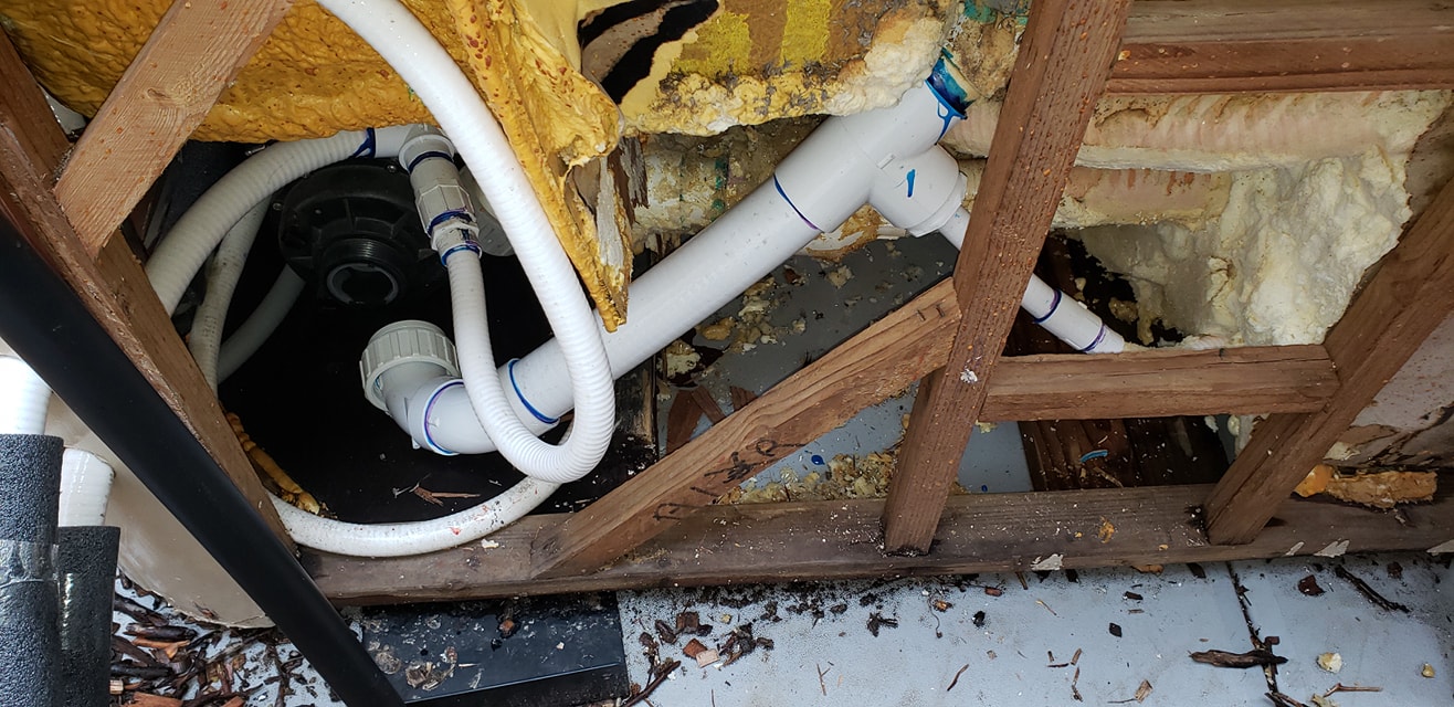Replacement plumbing parts installed after another hot tub leak repair