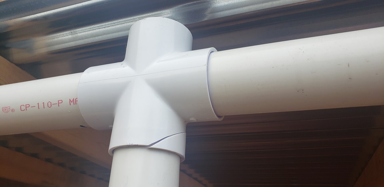 Cracked PVC fitting in the original cabana