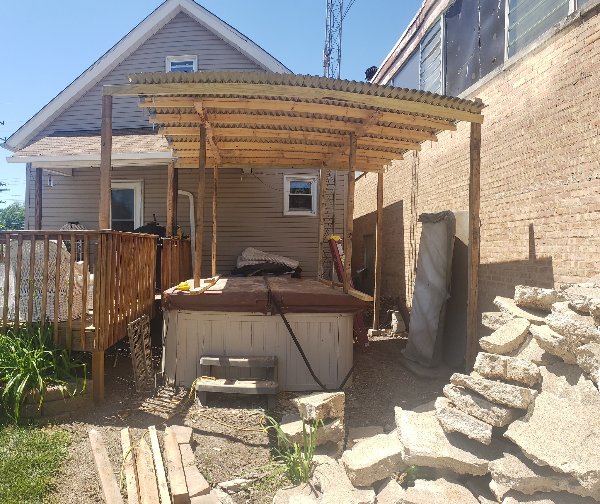 Original hot tub cabana removed