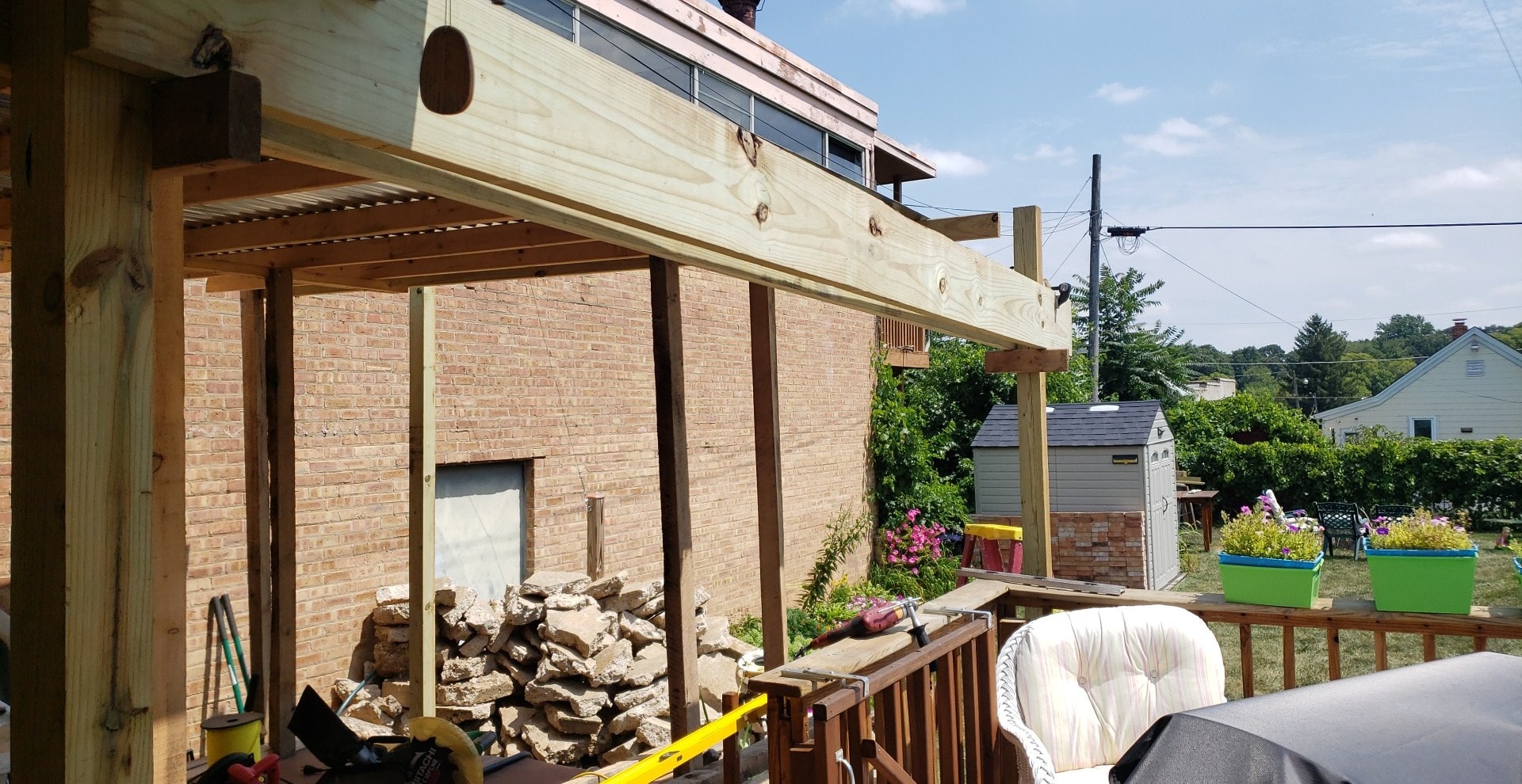 Steve installing the first 2x12 roof beams
