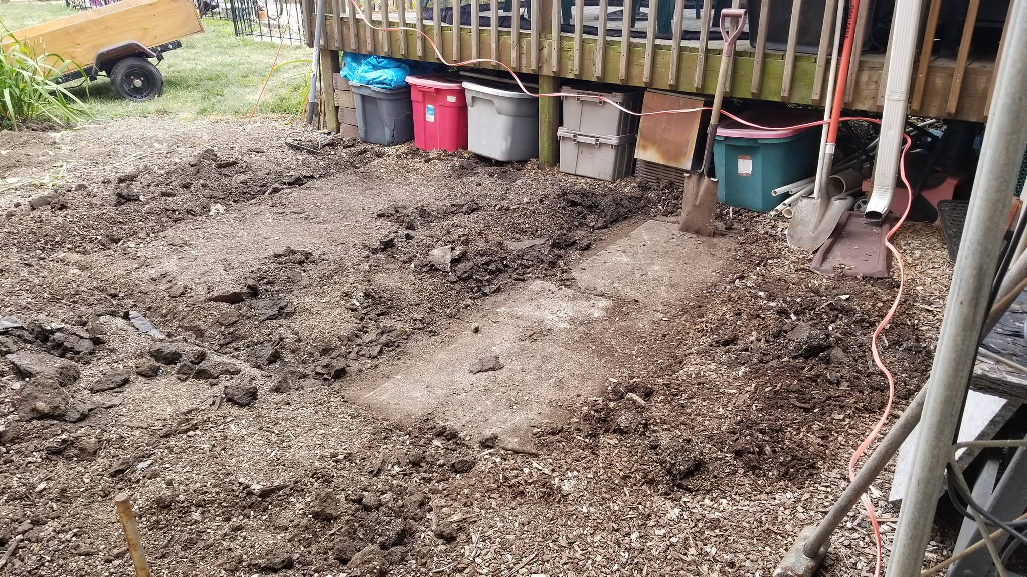 Beginning excavation for the hot tub pad