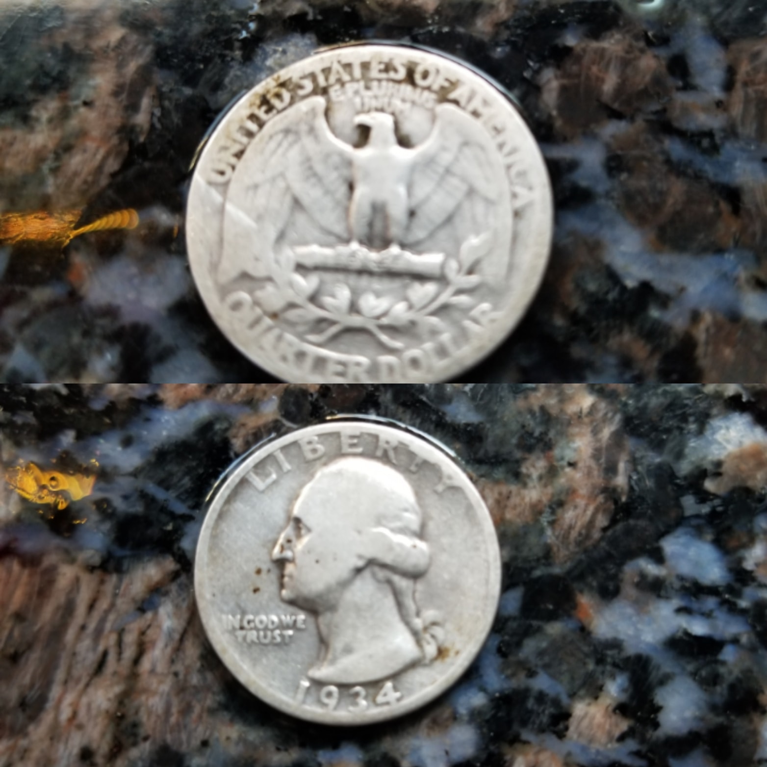 1934 silver quarter found while digging