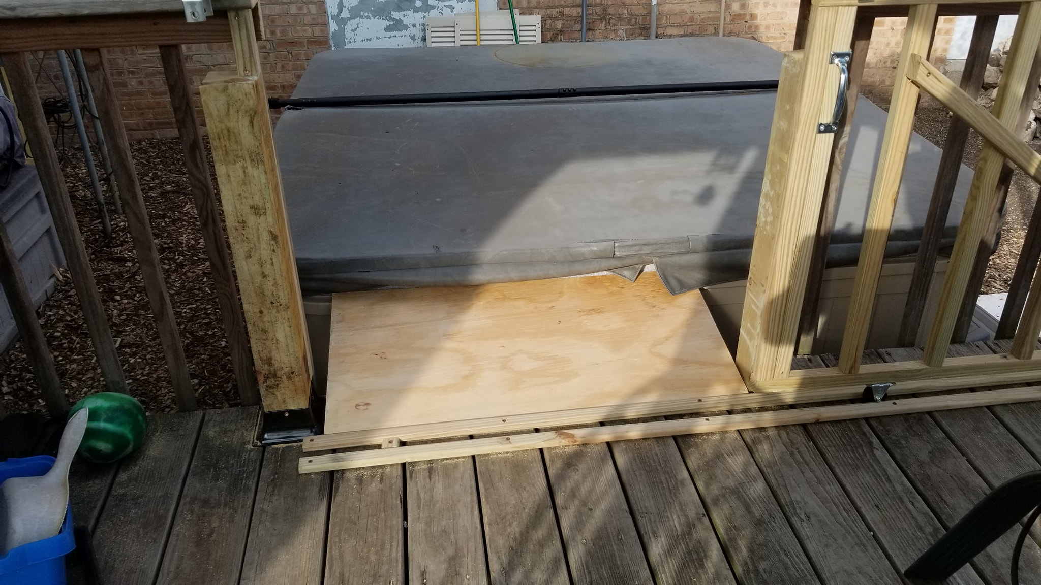 Floor installed on the new hot tub access area