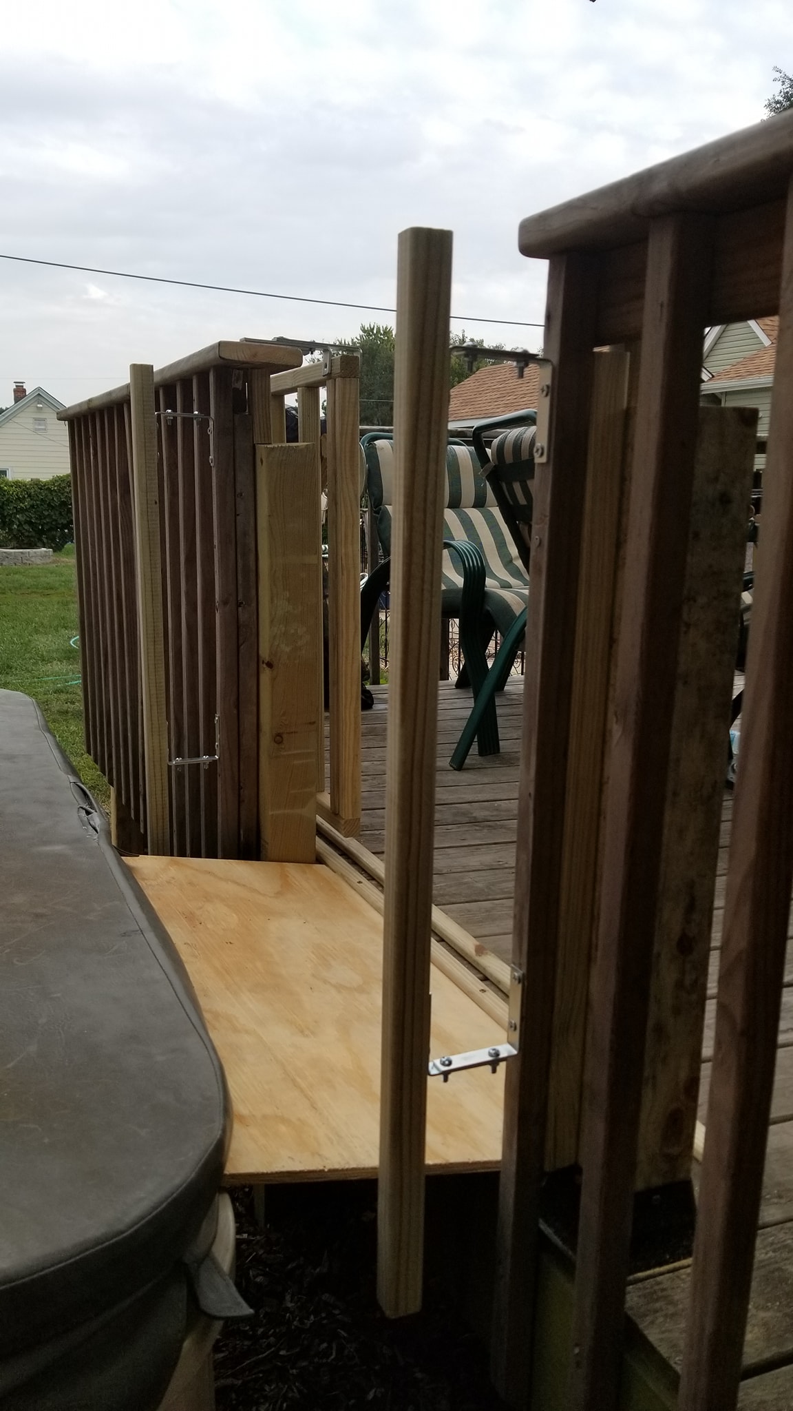 Large handles installed beside the hot tub