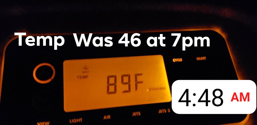 Hot tub heater working well with text overlays