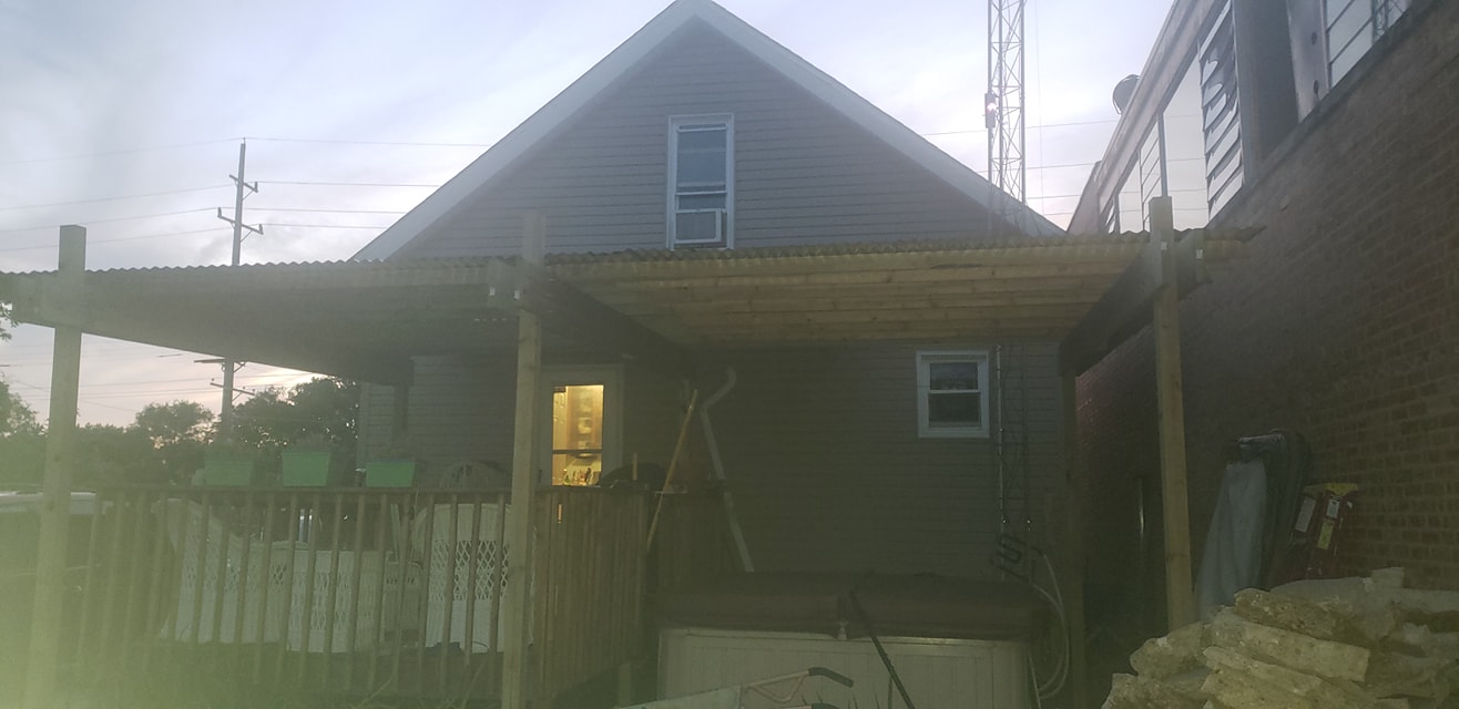 Entire metal pergola roof installed